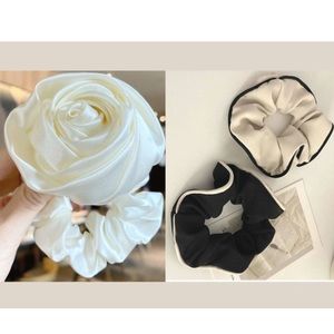 BUNDLE of 1 pc ROSE Scrunchie & 2 pcs Contrast Color Scrunchies (Beige & Black)